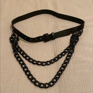 BRAVE LEATHER Black Chain Belt. SIZE 32